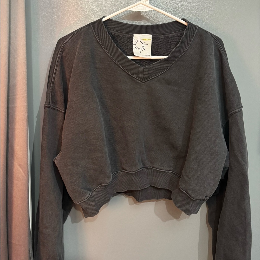 Aerie Charcoal V-Neck Top